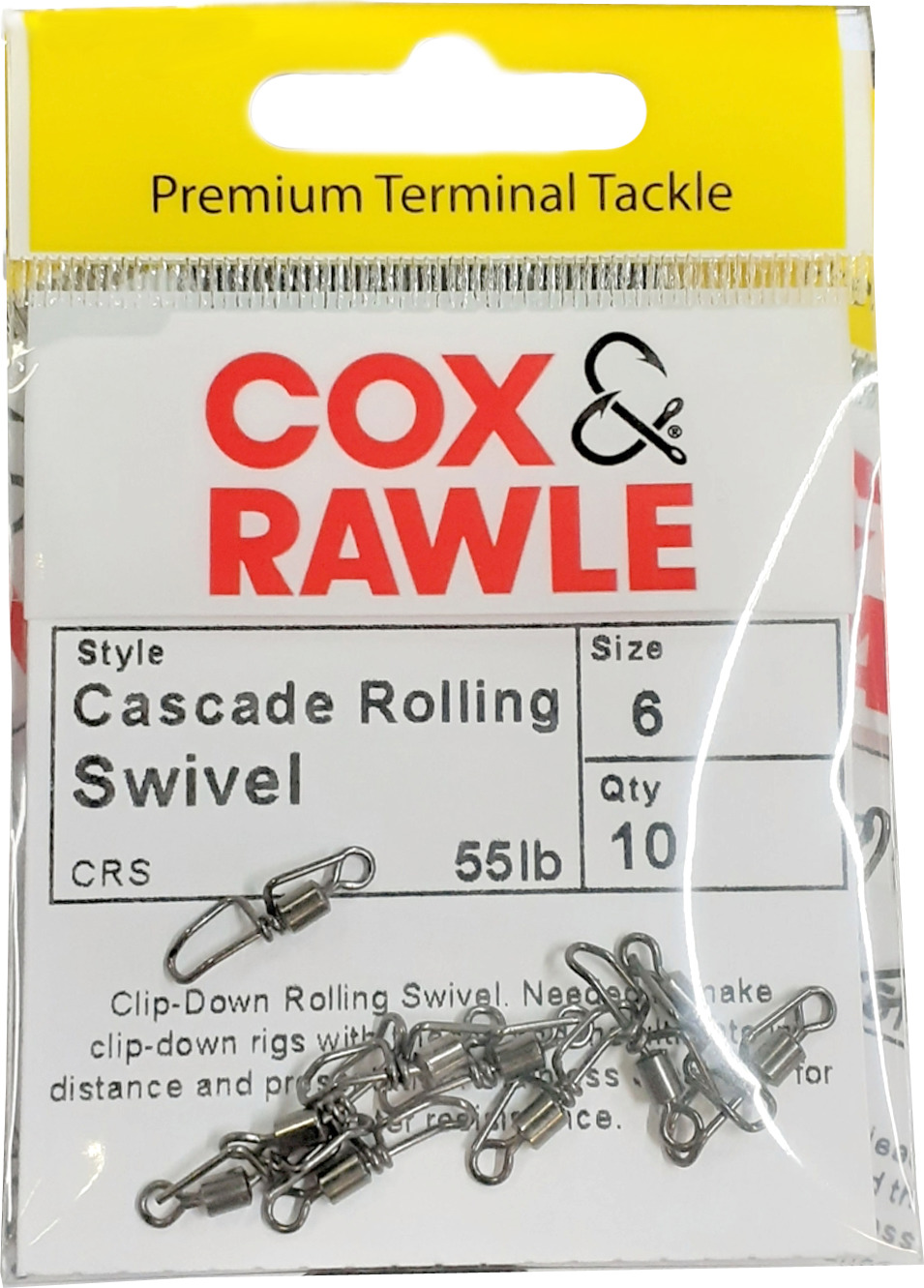 Cox Rawle Cascade Rolling Swivel Black Nickel Size 6 10pc 55lb