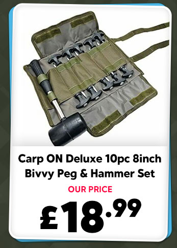 Carp ON Deluxe 10pc 8inch Bivvy Peg & Hammer Set